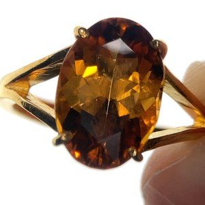 Orange Tourmaline 3.25ct Solid 22K Gold Ring